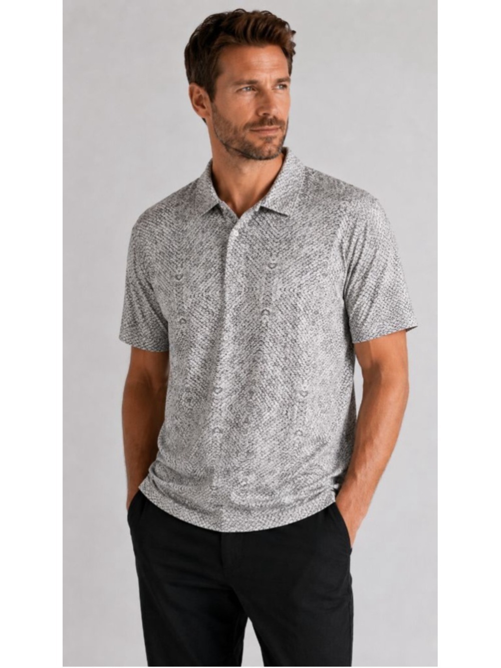 Reel Legends Polo Shirt Men's Large Gray Textured Performance Casual Golf